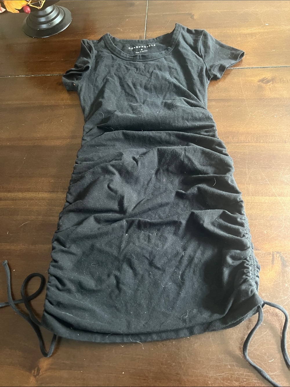 Aeropostale Black Ruched Side-Tie Tee Dress